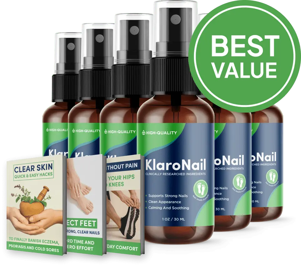 KlaroNail 6-bottle best-value package with 3 free bonuses