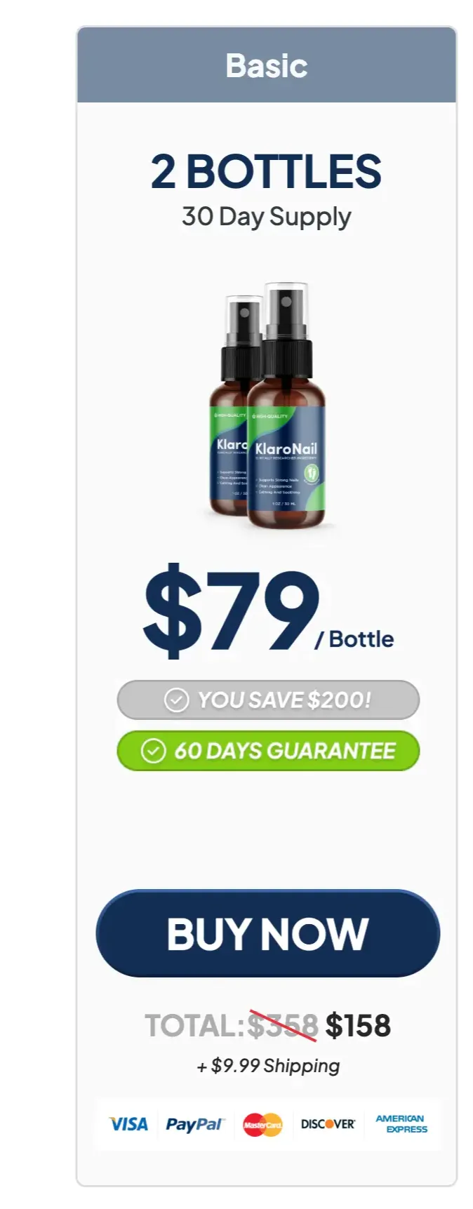 KlaroNail 1-bottle 60-day starter supply — $79 per bottle